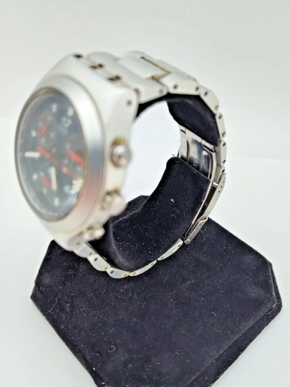 Swatch Irony Chronograph Swiss Made Watch Dark Blue Dial Runs New Battery